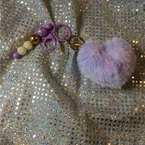 Lavender Heart Keychain with Beaded Charm